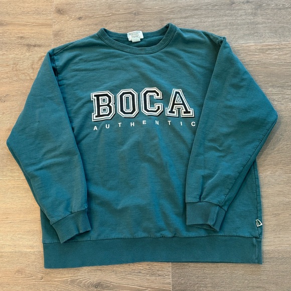 Boca Authentic Sportswear Teal Crewneck Sweatshirt Pullover Vintage 90s Retro - Picture 1 of 9